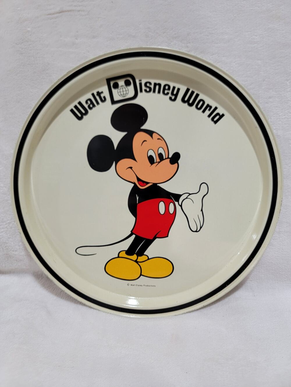 1970s 11' Vintage Walt Disney World Mickey Mouse Metal Tin Serving Tray Original